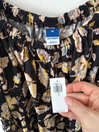 Old Navy Tiered Off Shoulder Brown Floral Dress NWT | Sz Medium