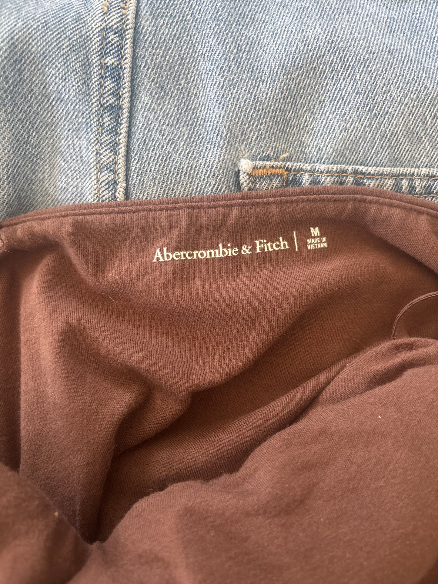 A&F Brown Sweetheart Neckline Bra-Free Bodysuit | Sz Medium