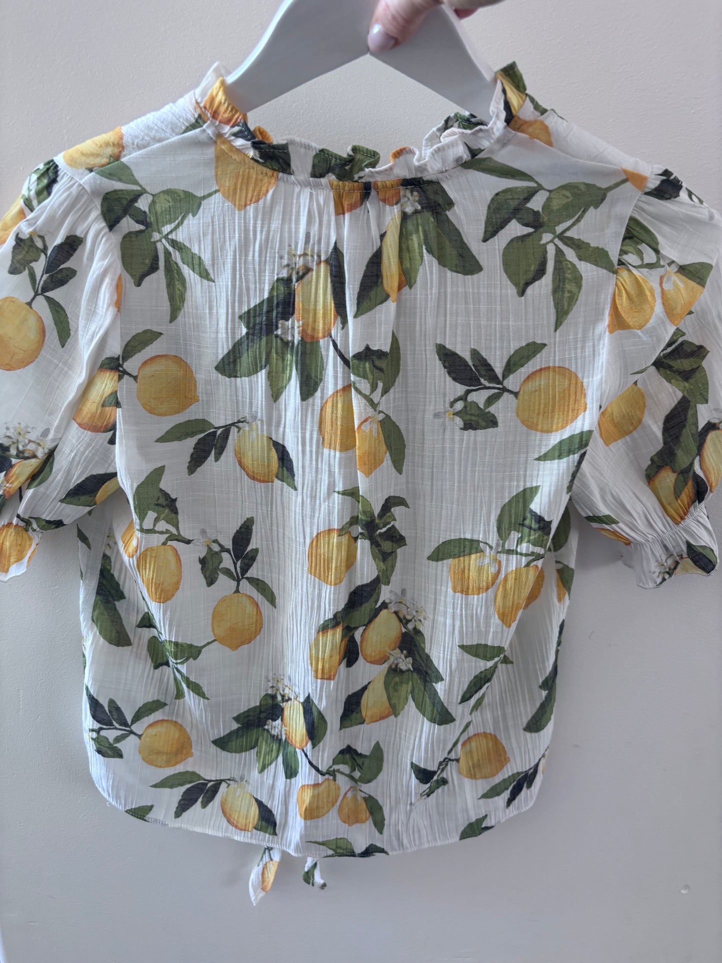 C by One Lemon Printed Button Up Blouse | Sz XS