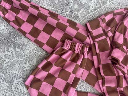 Ampersand Ave Check Sweatsuit Set (Pink & Brown*) | Sz XS/S