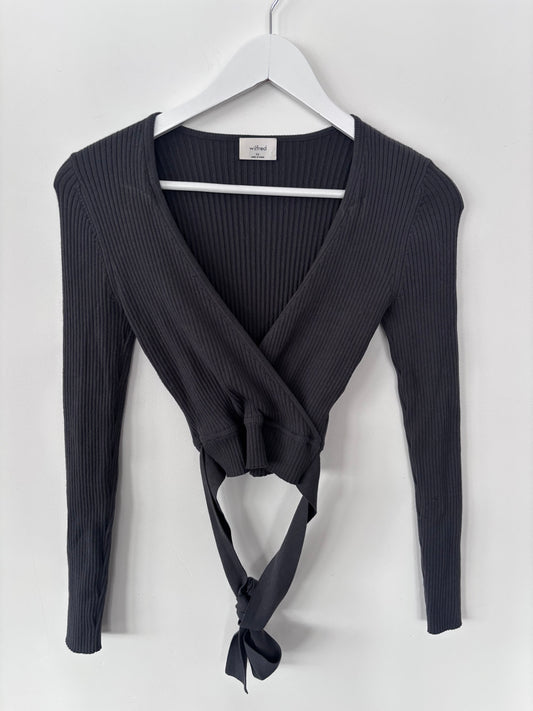Wilfred Ribbed All Tied Up Longsleeve Sweater Dark Grey | Sz XS