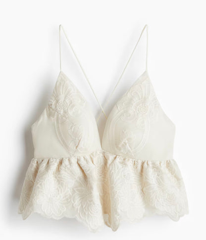 H&M Embroidered Peplum Tank | Sz Large