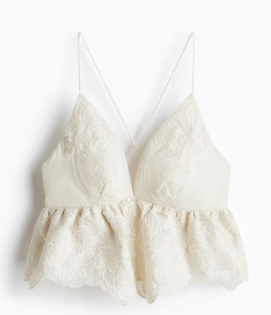 H&M Embroidered Peplum Tank | Sz Large