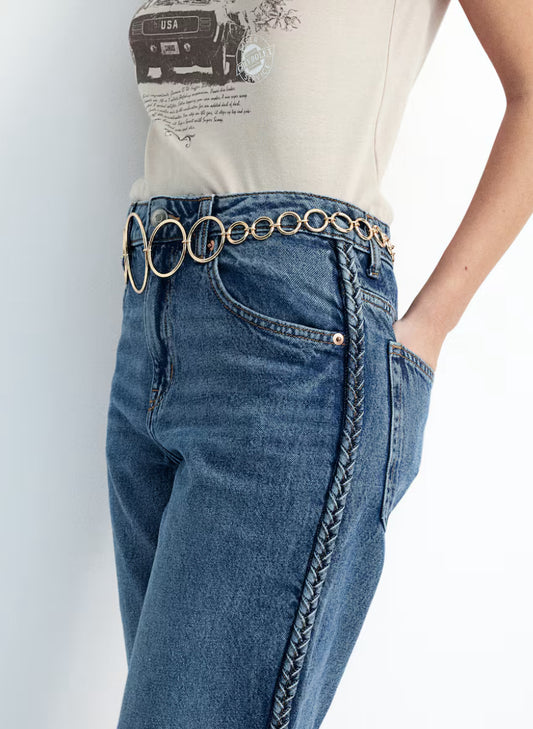 H&M Straight HR Braided Cropped Jeans | Sz 16 NWT (N04N18)