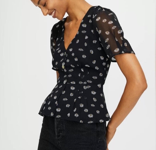 Wilfred Black & White Daisy Peplum Top | Sz Small