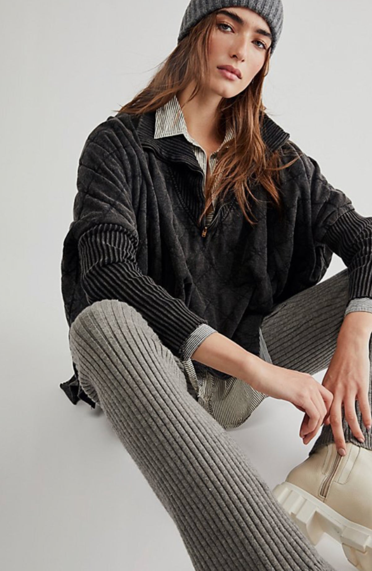 Free People Shiloh Quilted Sweater | small