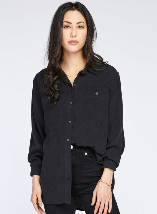 Gentle Fawn Orbison Button Down Black Top | Sz Small