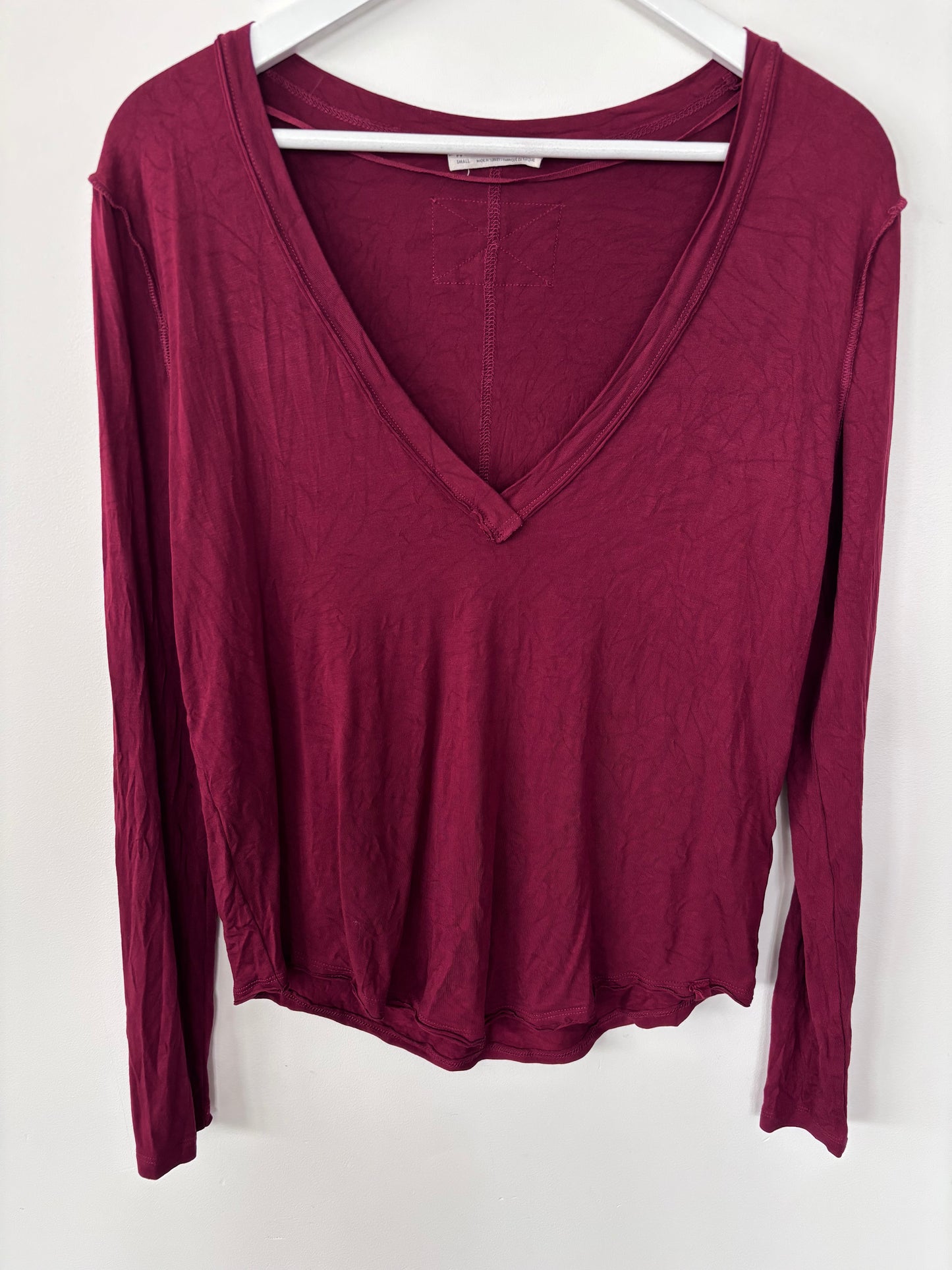 We the Free Soft Knit V-neck Merlot Top | Sz Small (fits oversized)