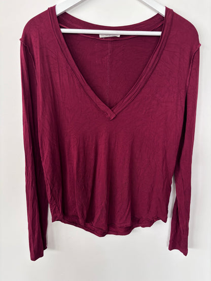 We the Free Soft Knit V-neck Merlot Top | Sz Small (fits oversized)