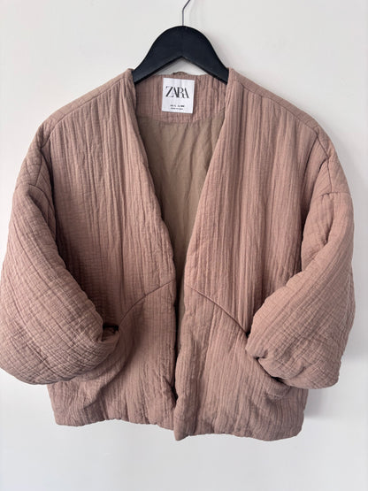 Zara Beige Quilted Open Jacket | Sz Small (girls large)