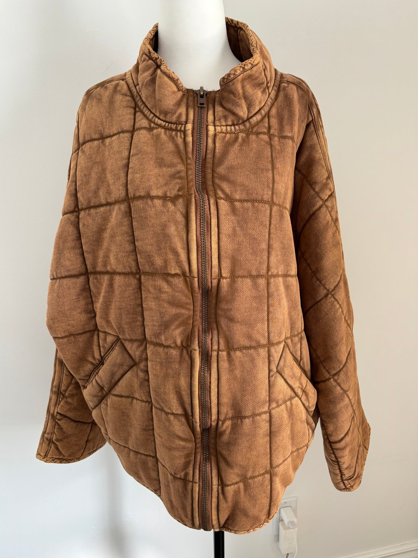Free People Toasted Coconut Quilted Dolman Jacket | Medium (very oversized)