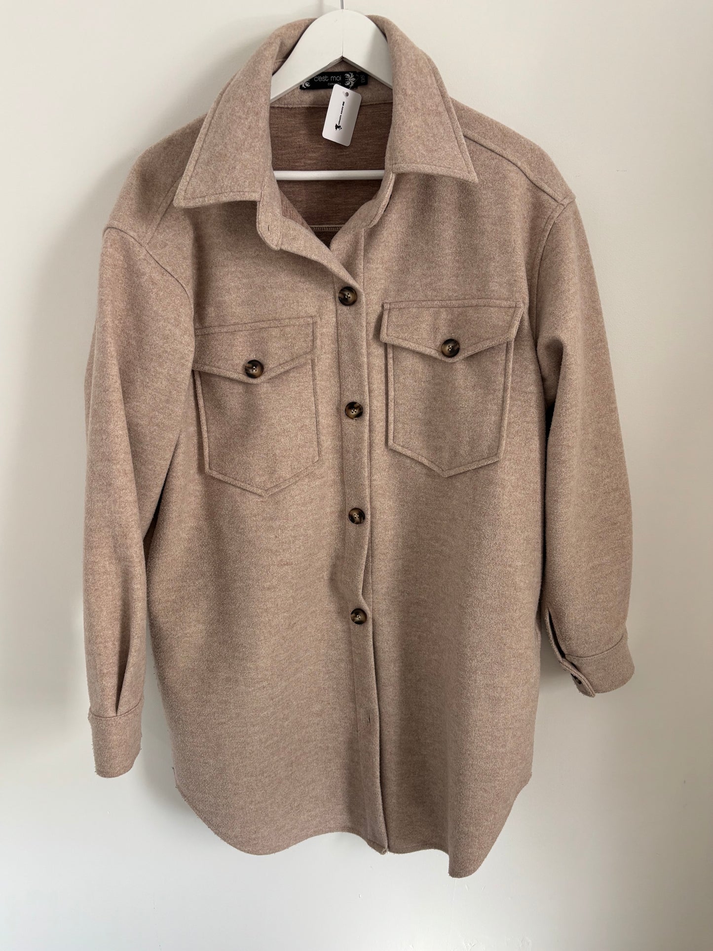 C'est Moi Beige Jacket | OS (would fit a large)