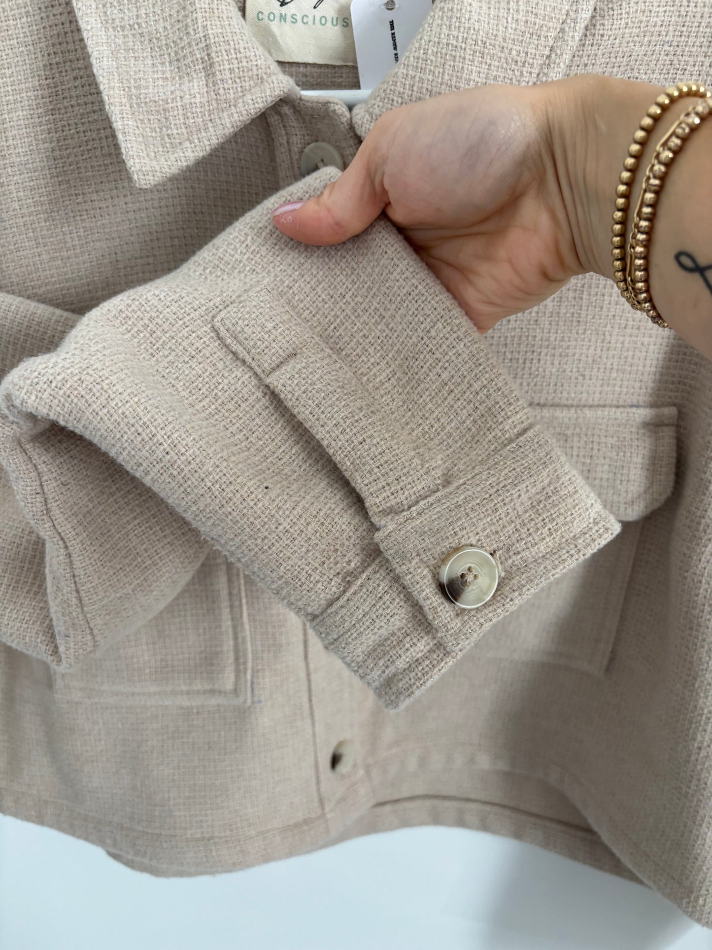 RD Style Cropped Beige Jacket | Medium