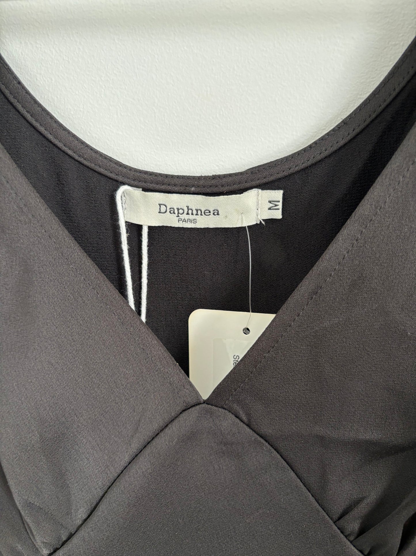 Daphnea NWT Black Satin Top | Medium