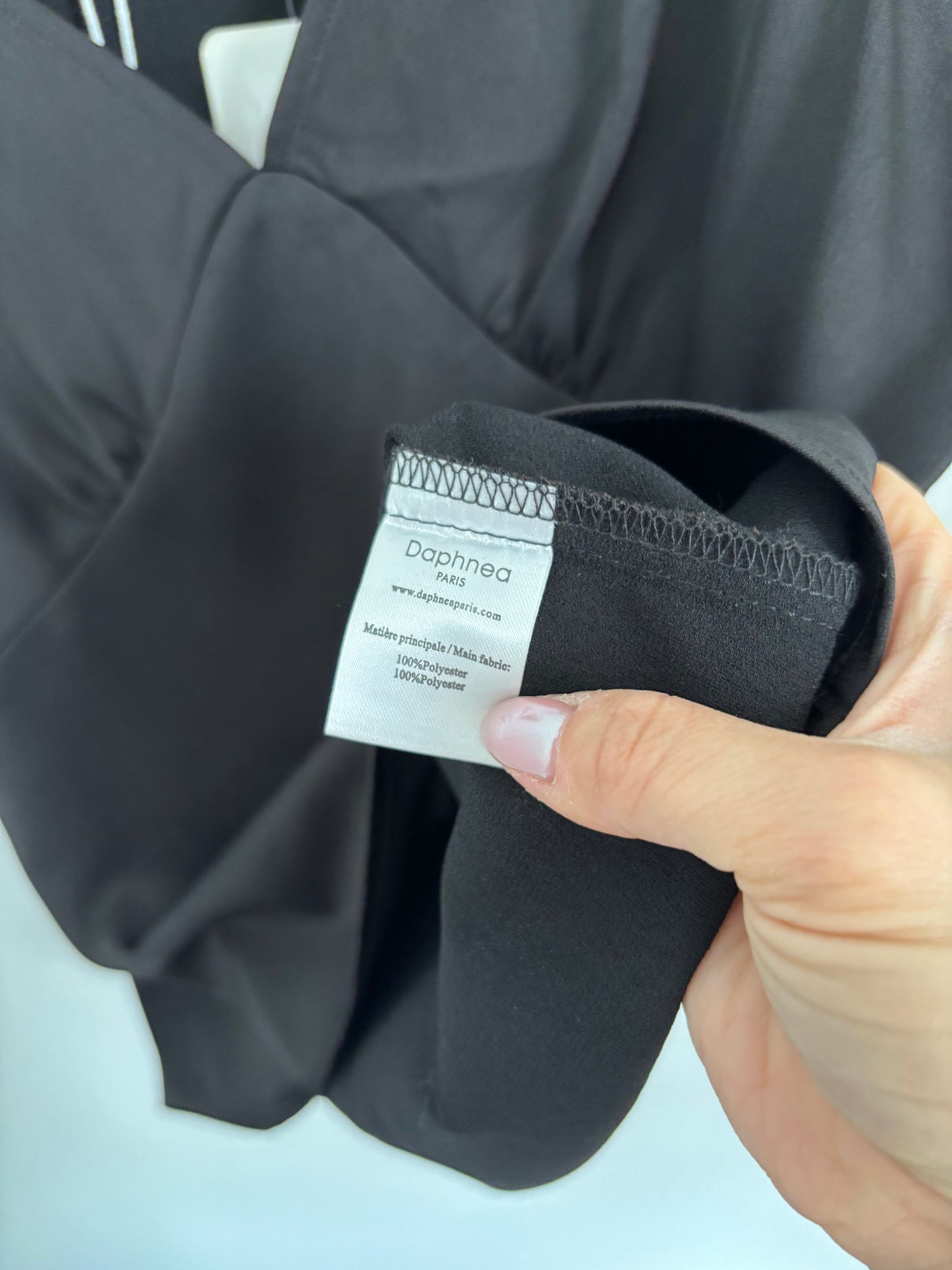 Daphnea NWT Black Satin Top | Medium