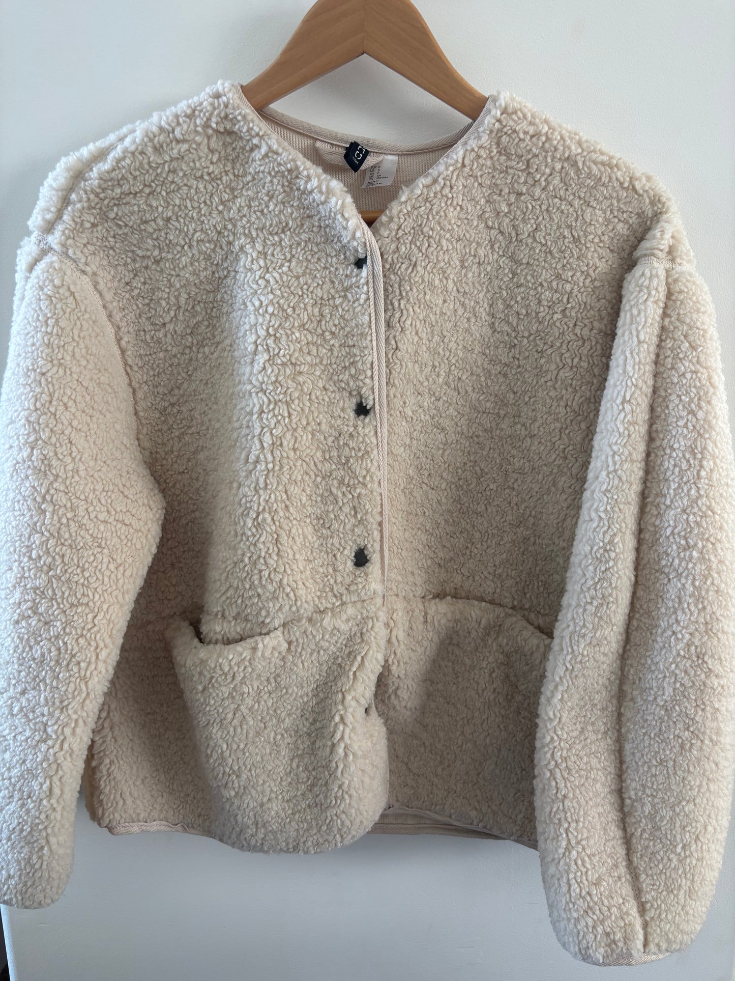 H&M Teddy Fleece Snap Up Jacket | Small (oversized)