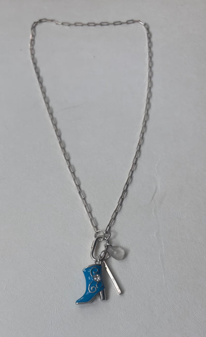 Pannamint Cottage Paperclip Chain Charm Necklace - Cowboy Boot 18"