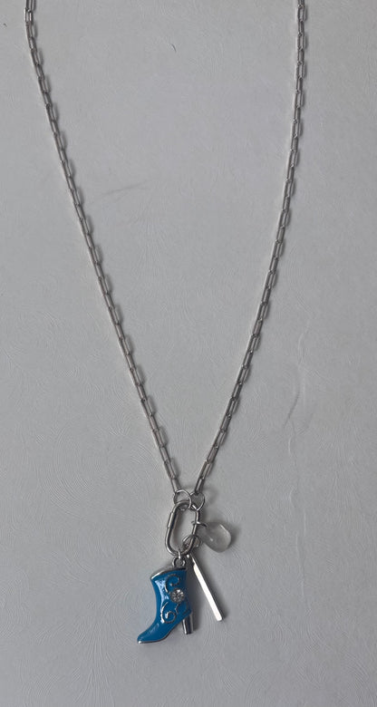 Pannamint Cottage Paperclip Chain Charm Necklace - Cowboy Boot 18"