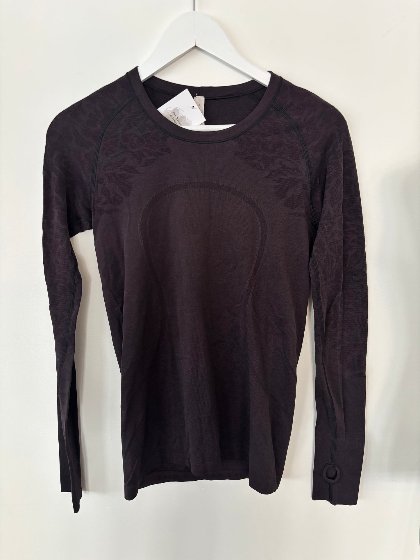 Lululemon Dark Purple/Black Swiftly Tech Long Sleeve Crewneck | Sz 8 (J03C3)