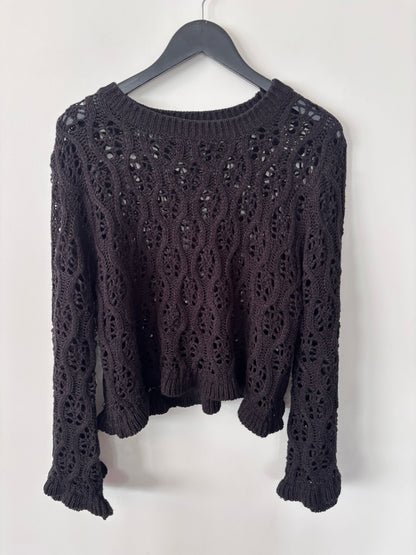 H&M Divided Crochet Black Sweater | Sz Large