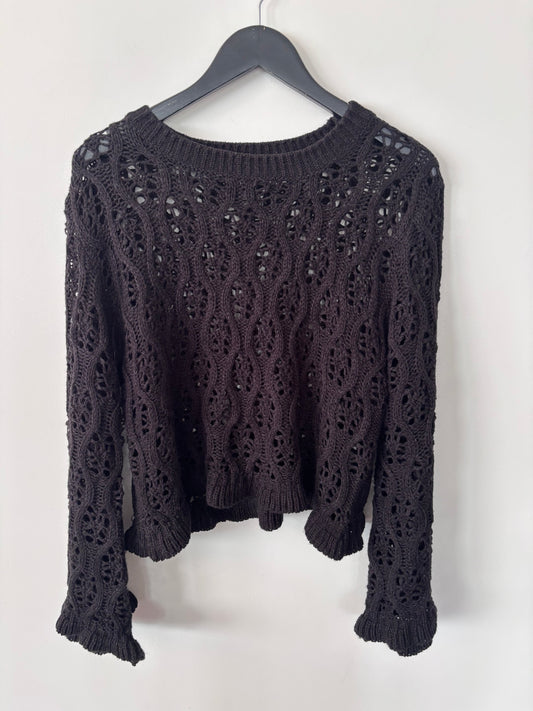 H&M Divided Crochet Black Sweater | Sz Large