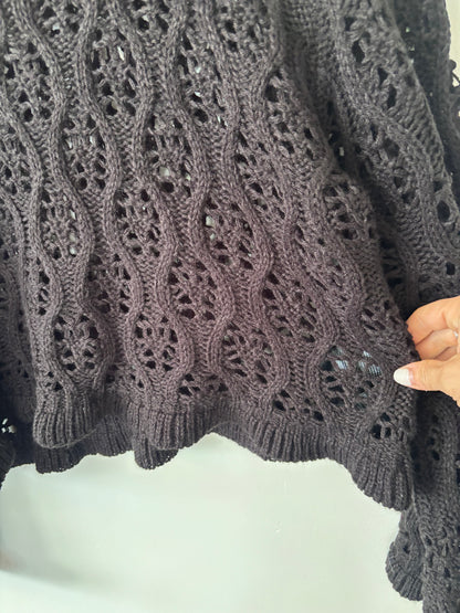 H&M Divided Crochet Black Sweater | Sz Large
