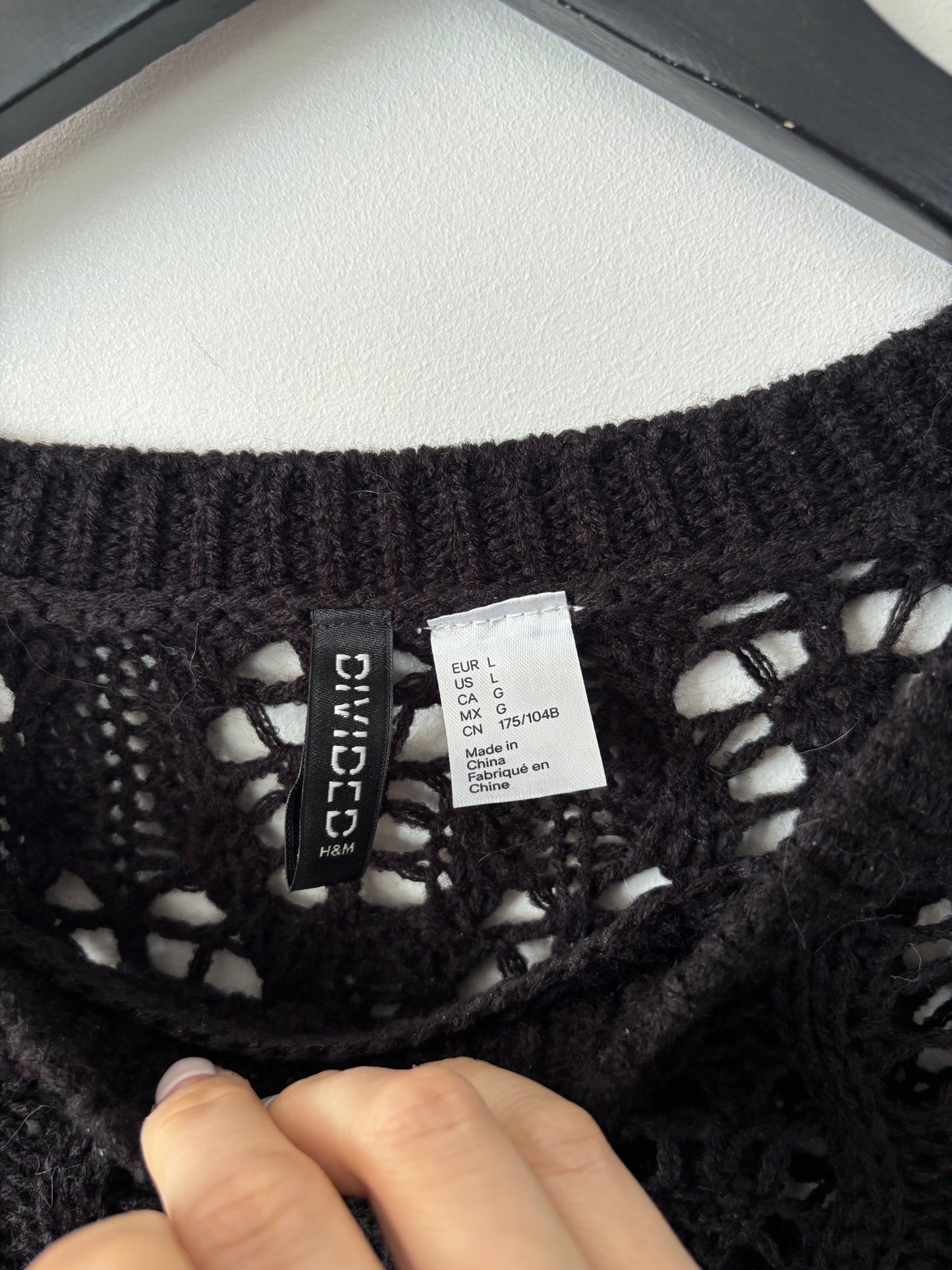 H&M Divided Crochet Black Sweater | Sz Large
