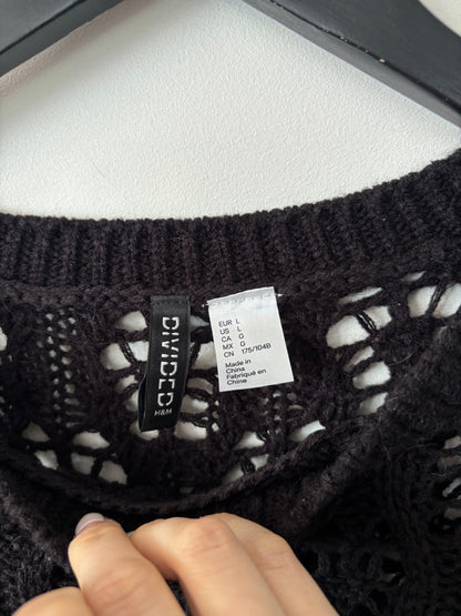 H&M Divided Crochet Black Sweater | Sz Large