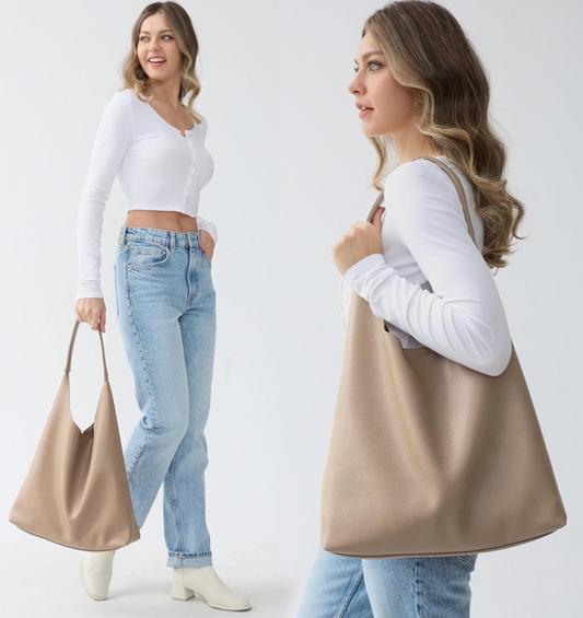 Vegan Leather Slouchy Shoulder Bag