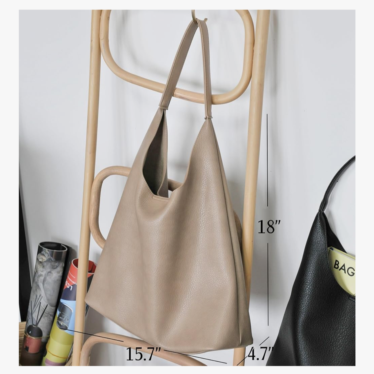 Vegan Leather Slouchy Shoulder Bag