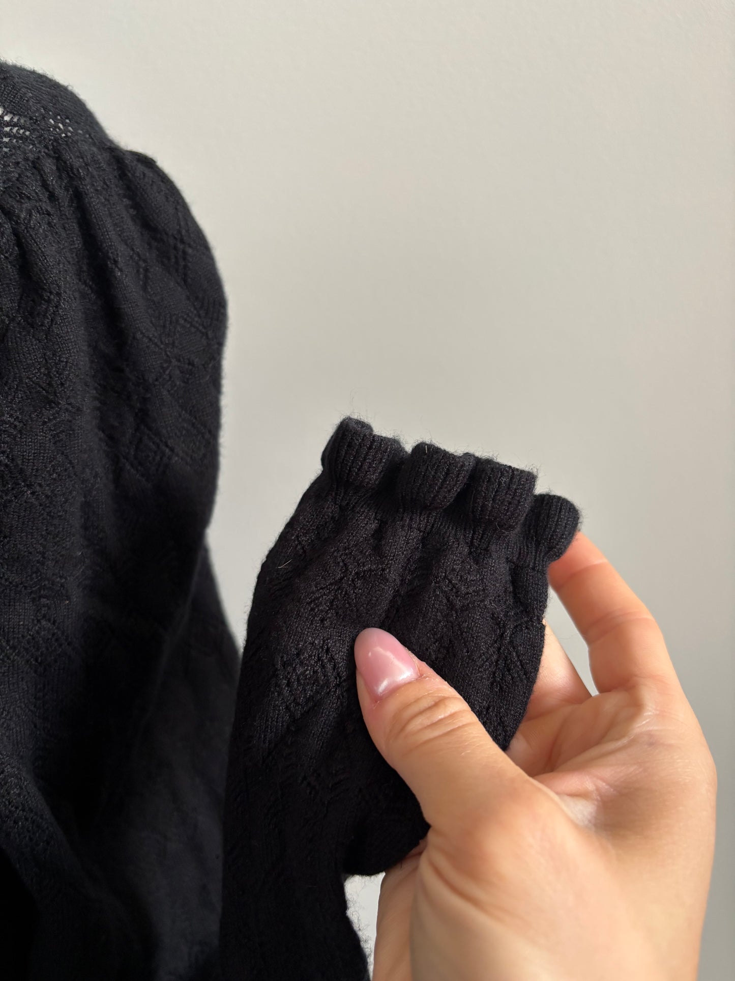 Marled High Neck Soft Crochet Sweater | Small