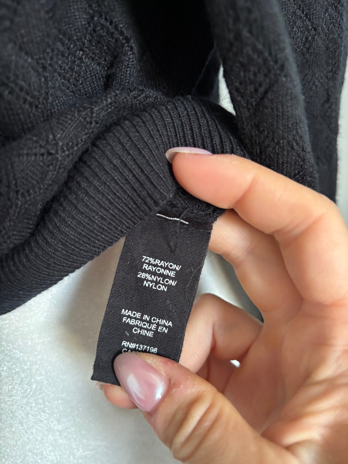 Marled High Neck Soft Crochet Sweater | Small