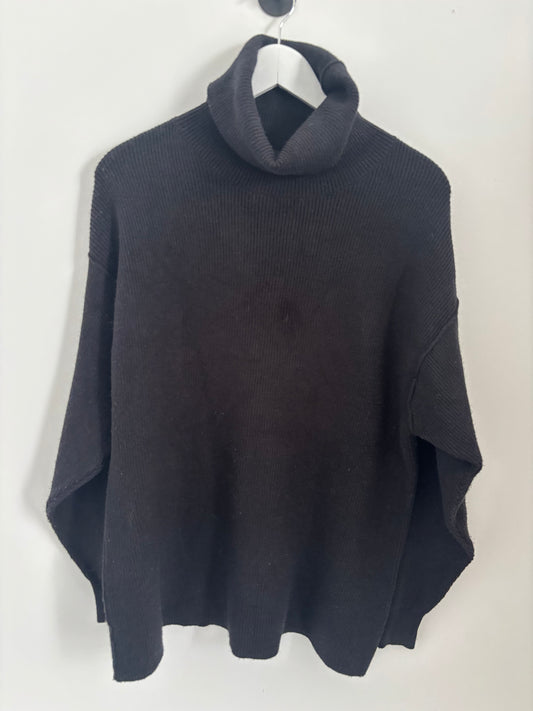 Free People Softly Structured Tunic Sweater (black) | XS (very oversized fit)