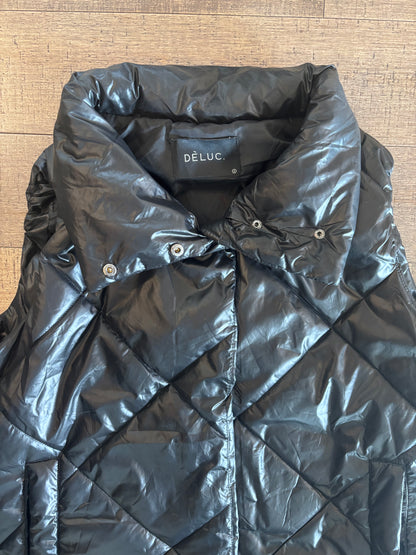 Deluc Black Pinkflo Puffer Gilet | Sz Small (oversized)(AG1)