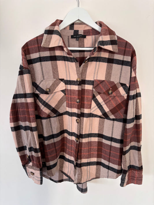 Blu Pepper Soft Plaid Jacket | Sz Medium (J161K9)
