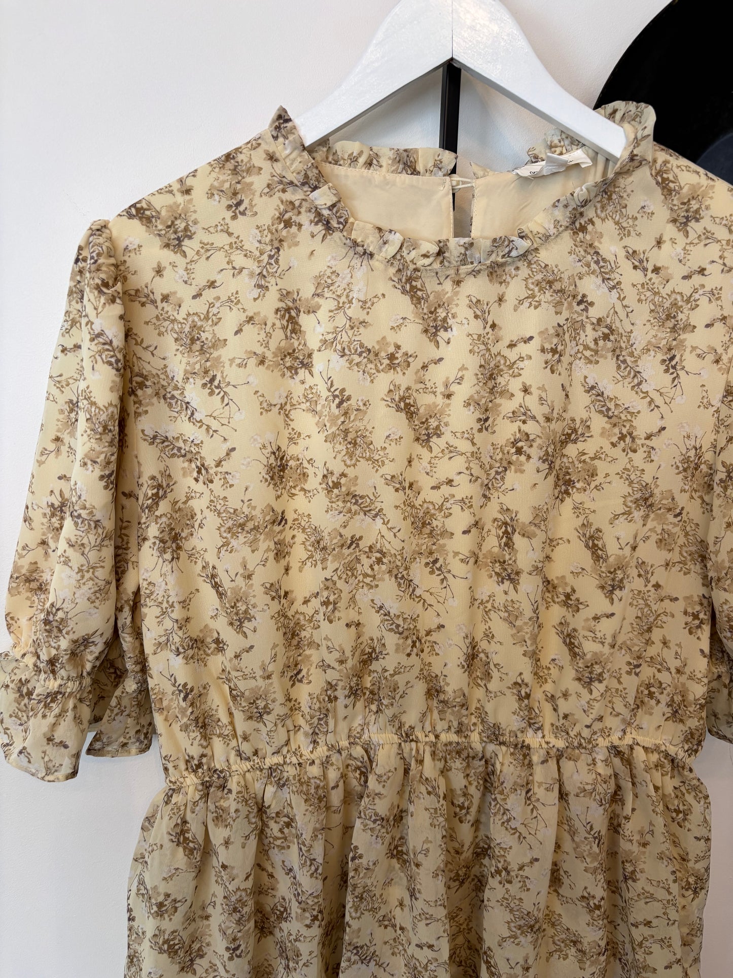 Baltic Born Muted Yellow Floral Tiered Dress | Sz XL (AR1)