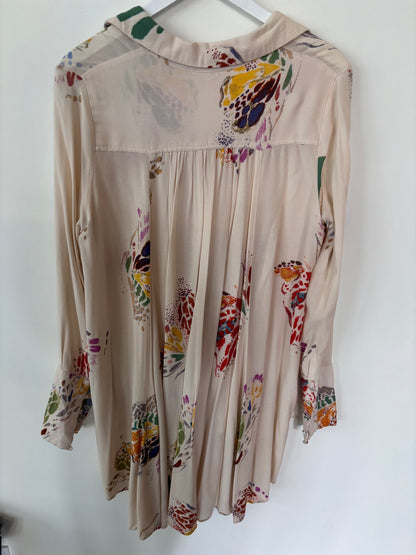Free People Field Of Butterflies Tunic in Ivory | Sz Small (oversized)