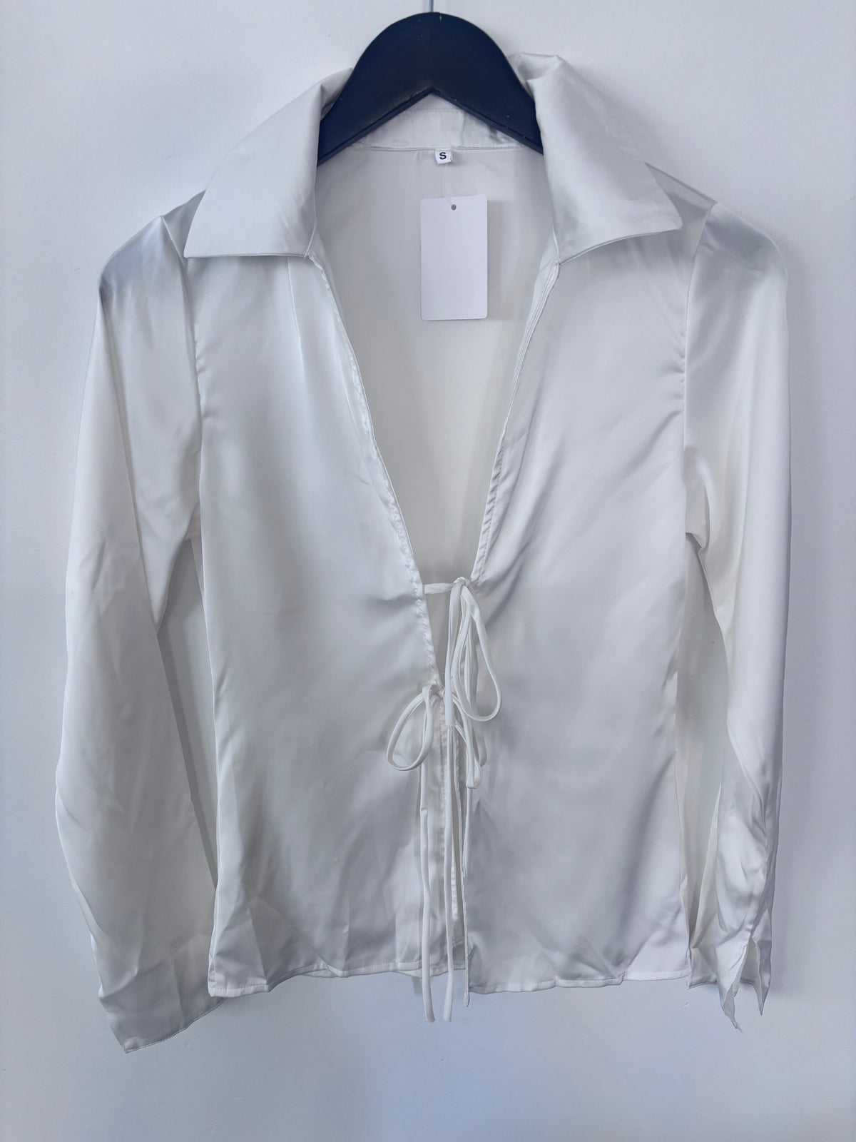 Satin Tie-Front Silky Top | Sz Small