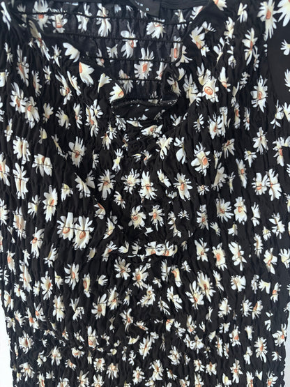 Pretty Garden Black/White/Yellow Smocked Dress | Sz Small