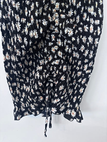 Pretty Garden Black/White/Yellow Smocked Dress | Sz Small