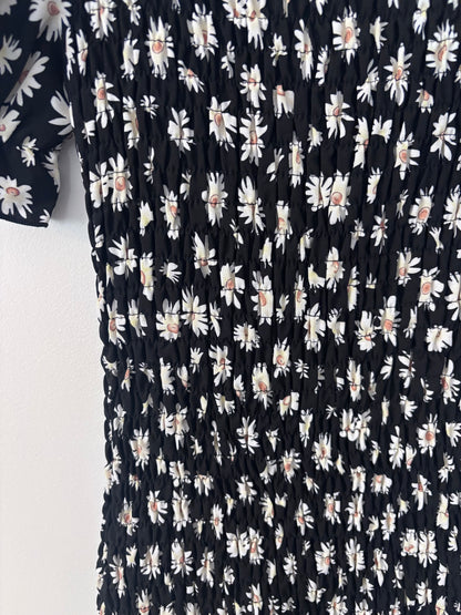 Pretty Garden Black/White/Yellow Smocked Dress | Sz Small