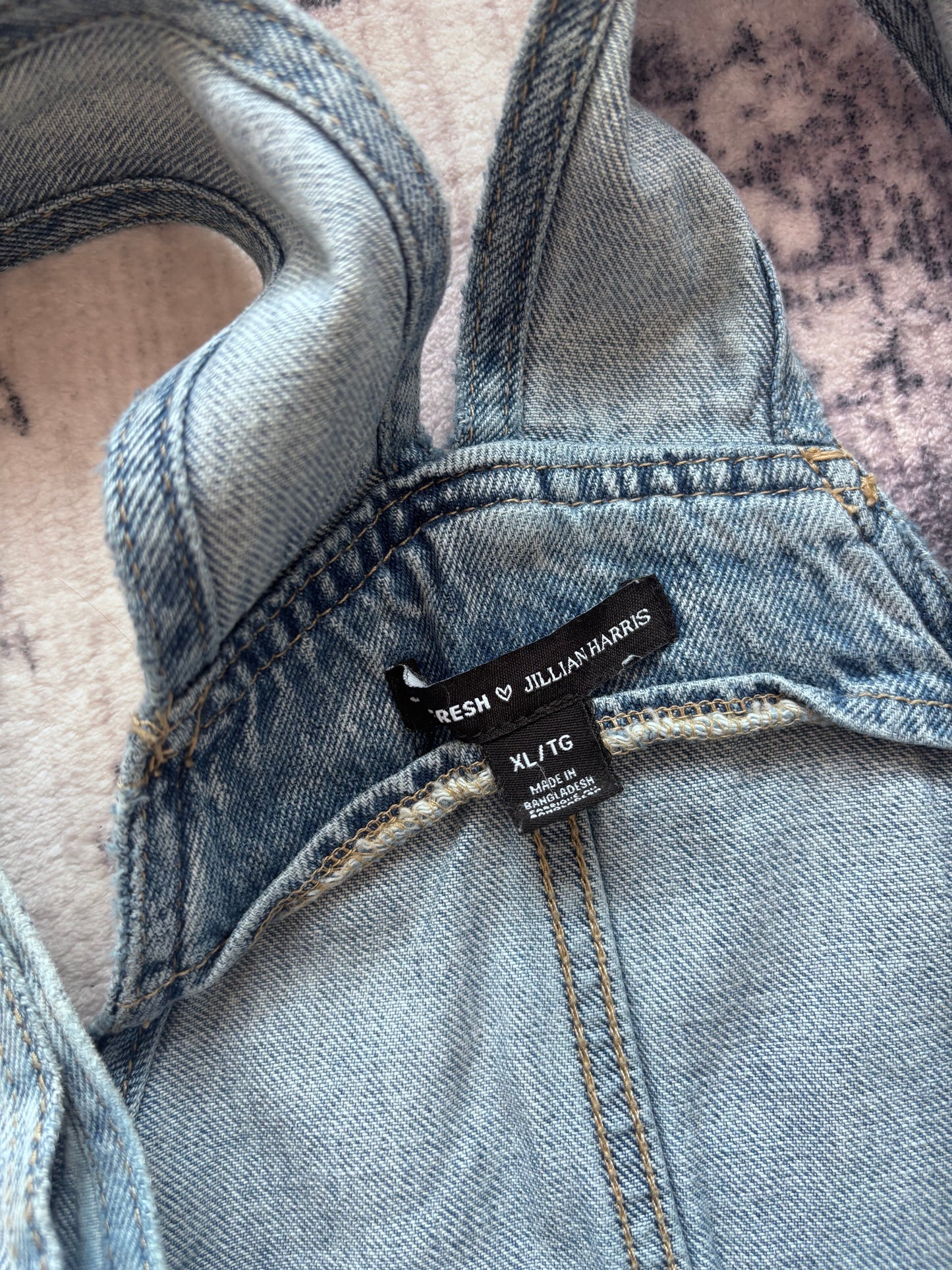 Jillian Harris Denim Overall Shorts | Sz XL