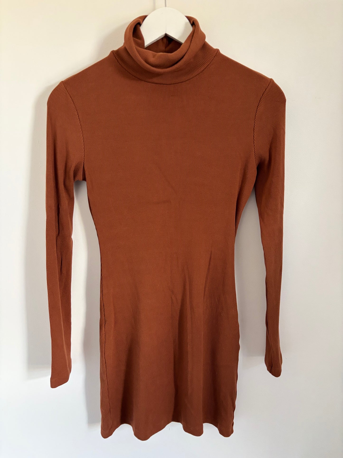 Dynamite Isabella Ribbed Turtleneck Mini Dress | Small (O23L4)