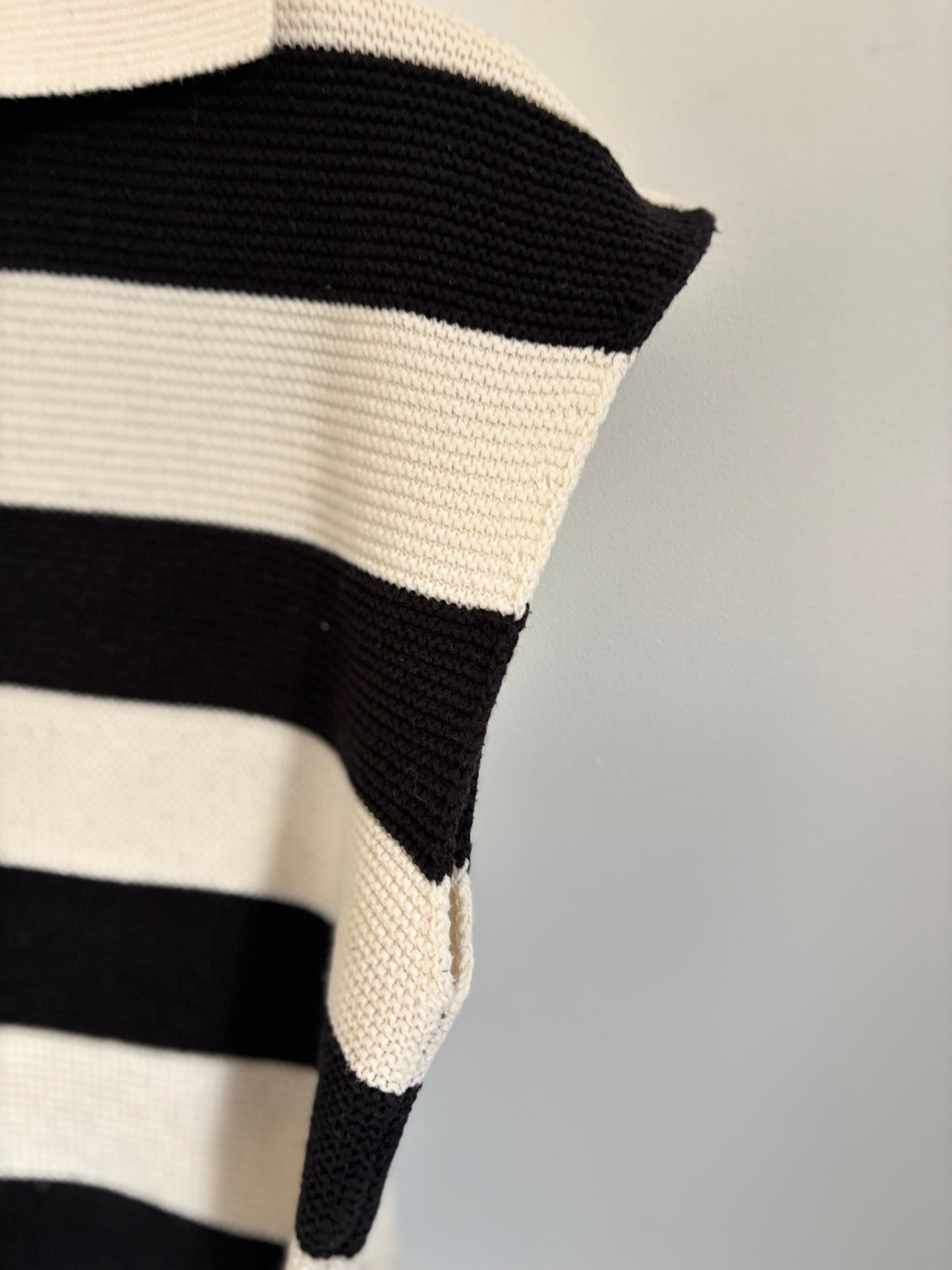 Oak & Fort Striped Collared Crop Sweater | XS Oversized (O26L4)