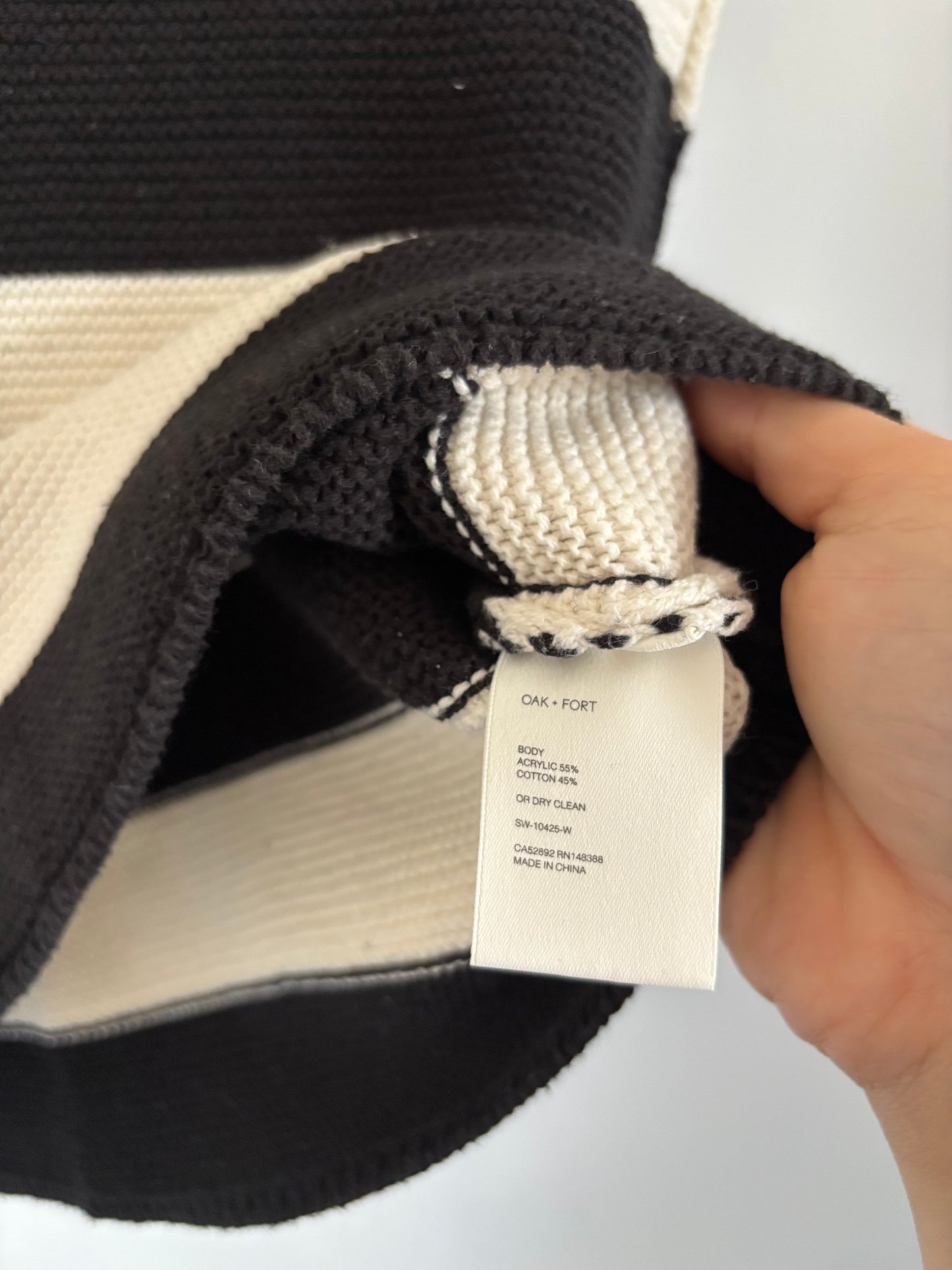 Oak & Fort Striped Collared Crop Sweater | XS Oversized (O26L4)