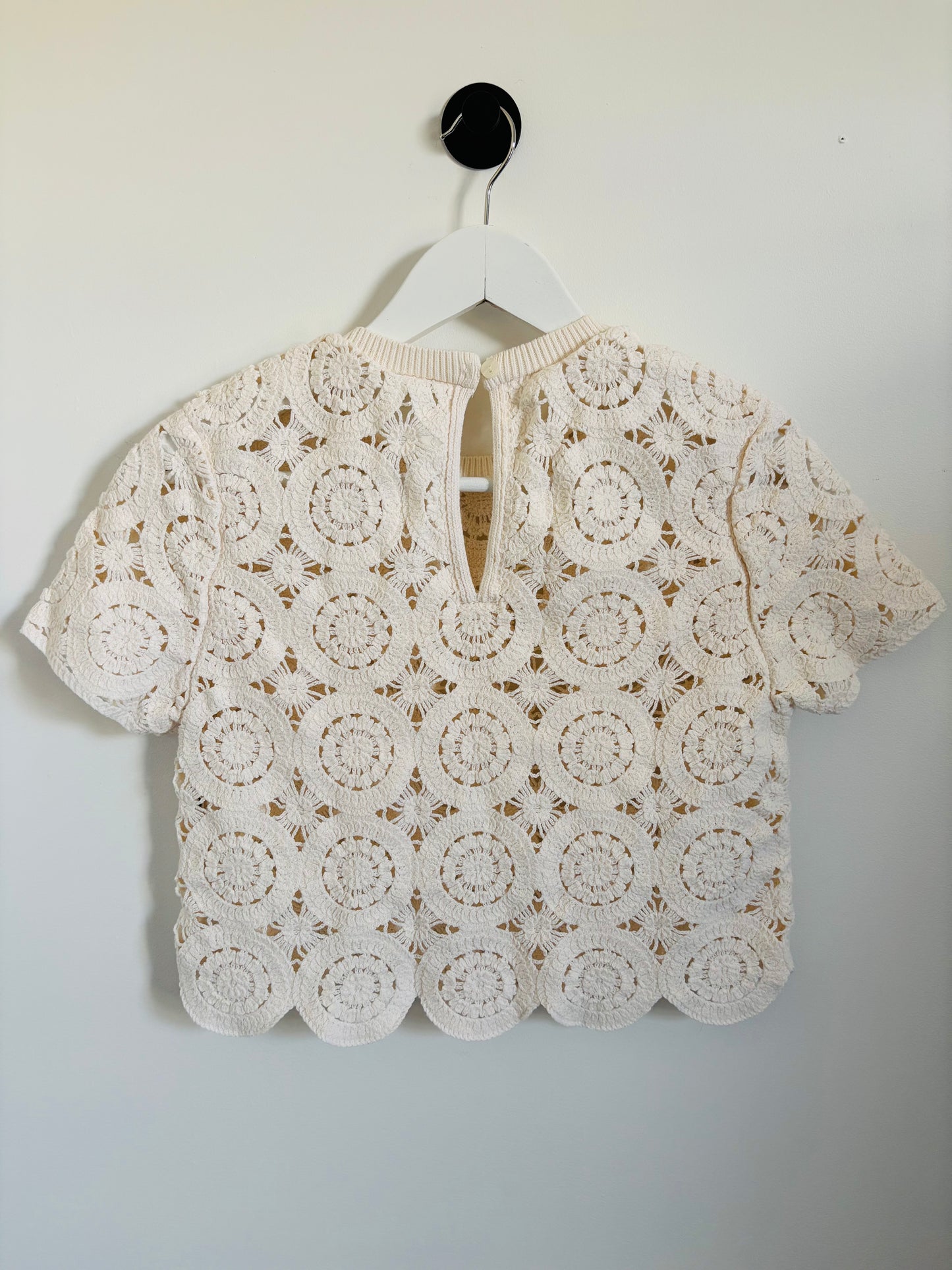 Abercrombie Crochet Cream Top | Small (O18L4)