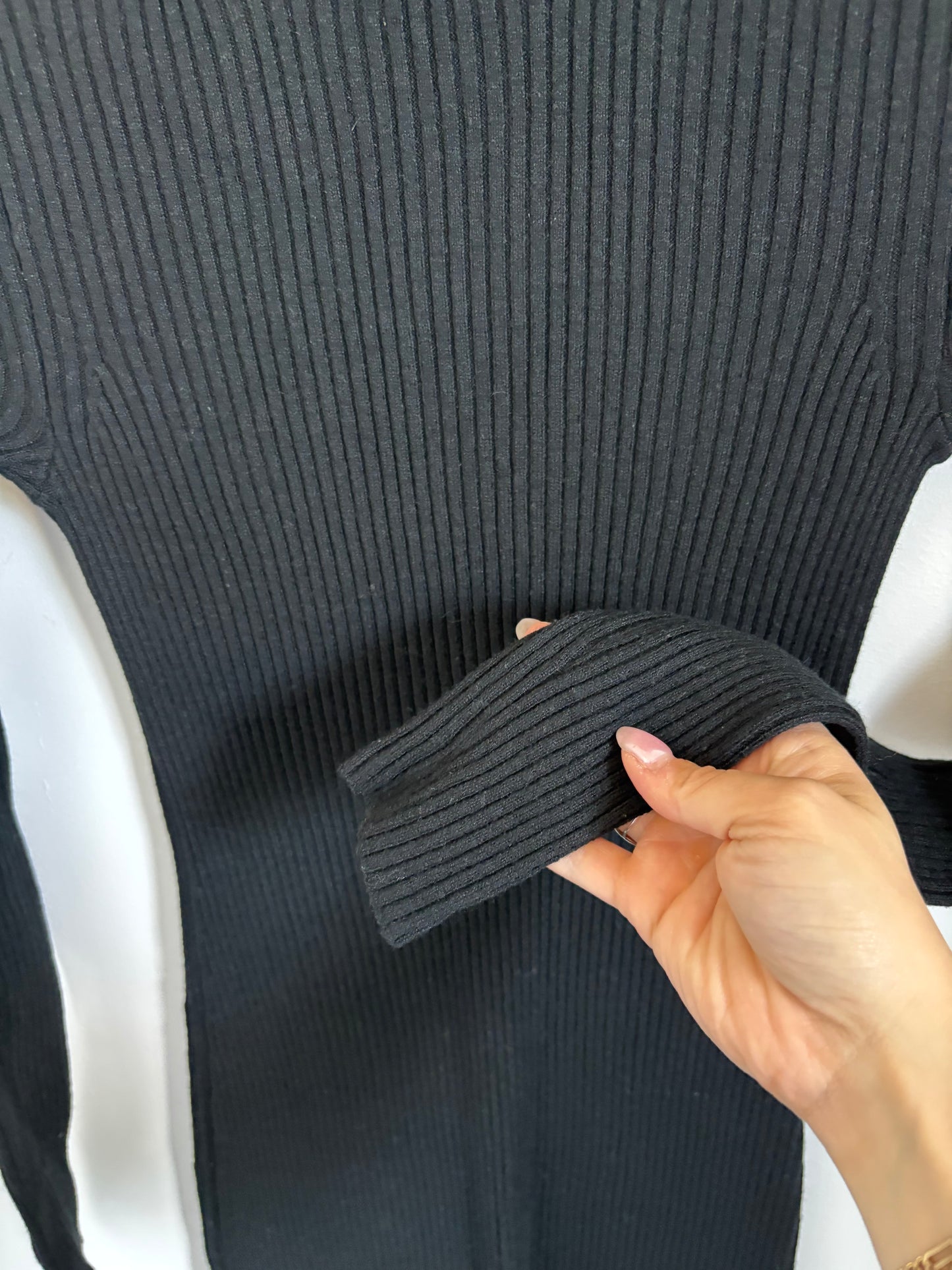 Gap Black Ribbed Turtleneck Sweater Dress | XS (O22L4)