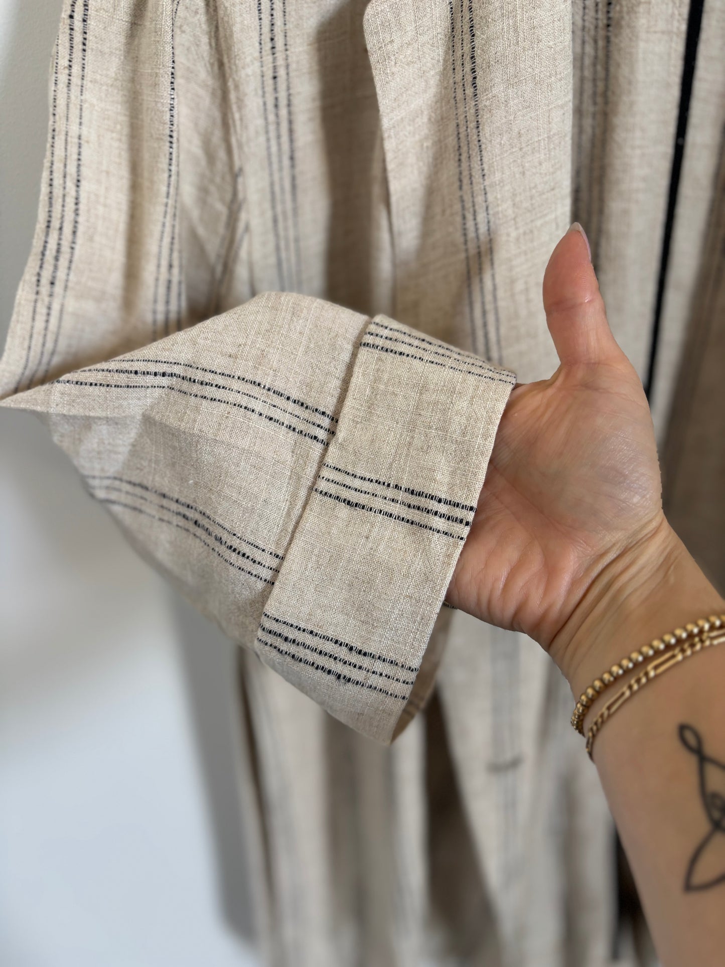 2 Piece Zara Ecru Linen Blend Oversized Set | Small (O21L4)