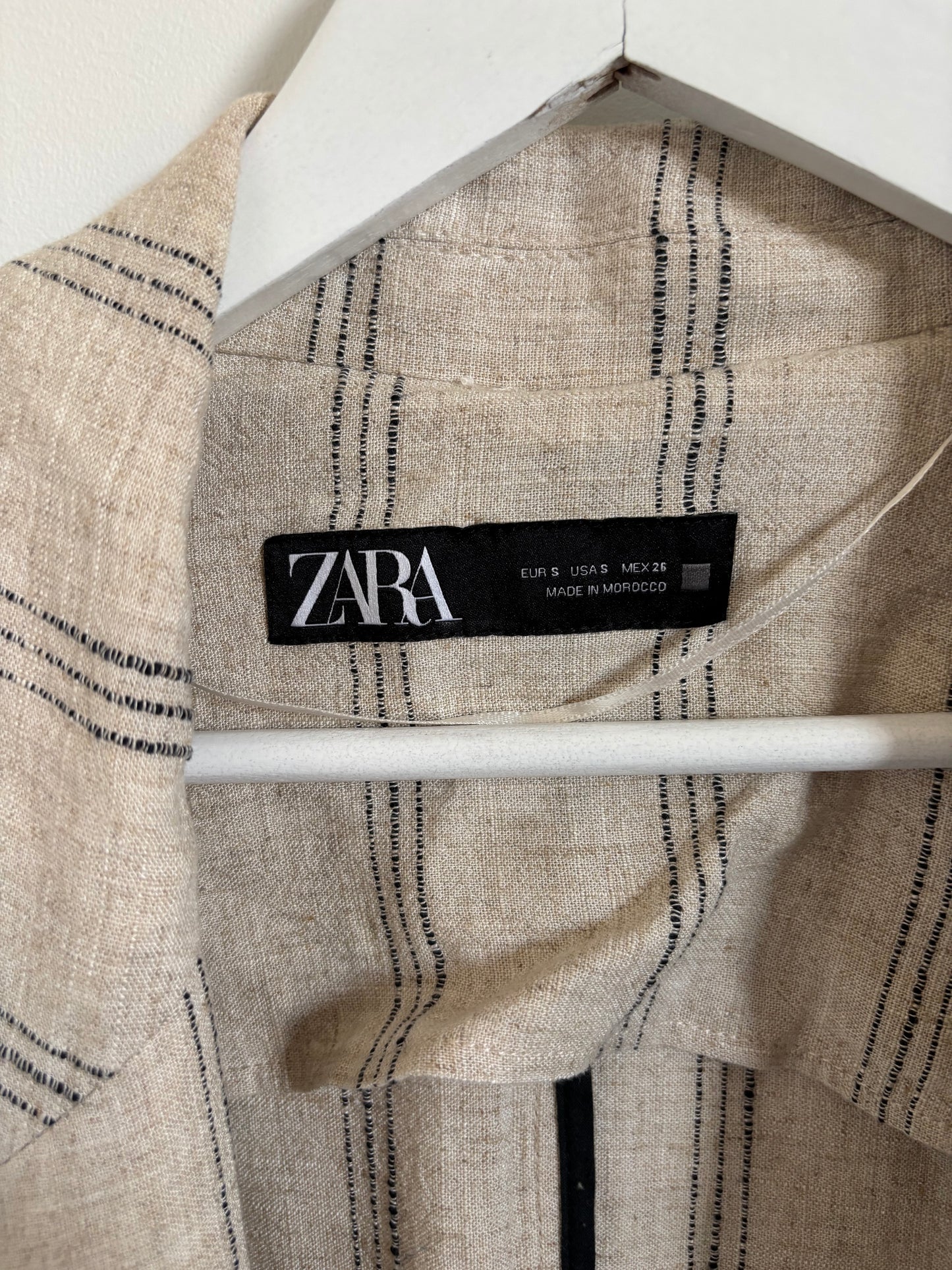 2 Piece Zara Ecru Linen Blend Oversized Set | Small (O21L4)