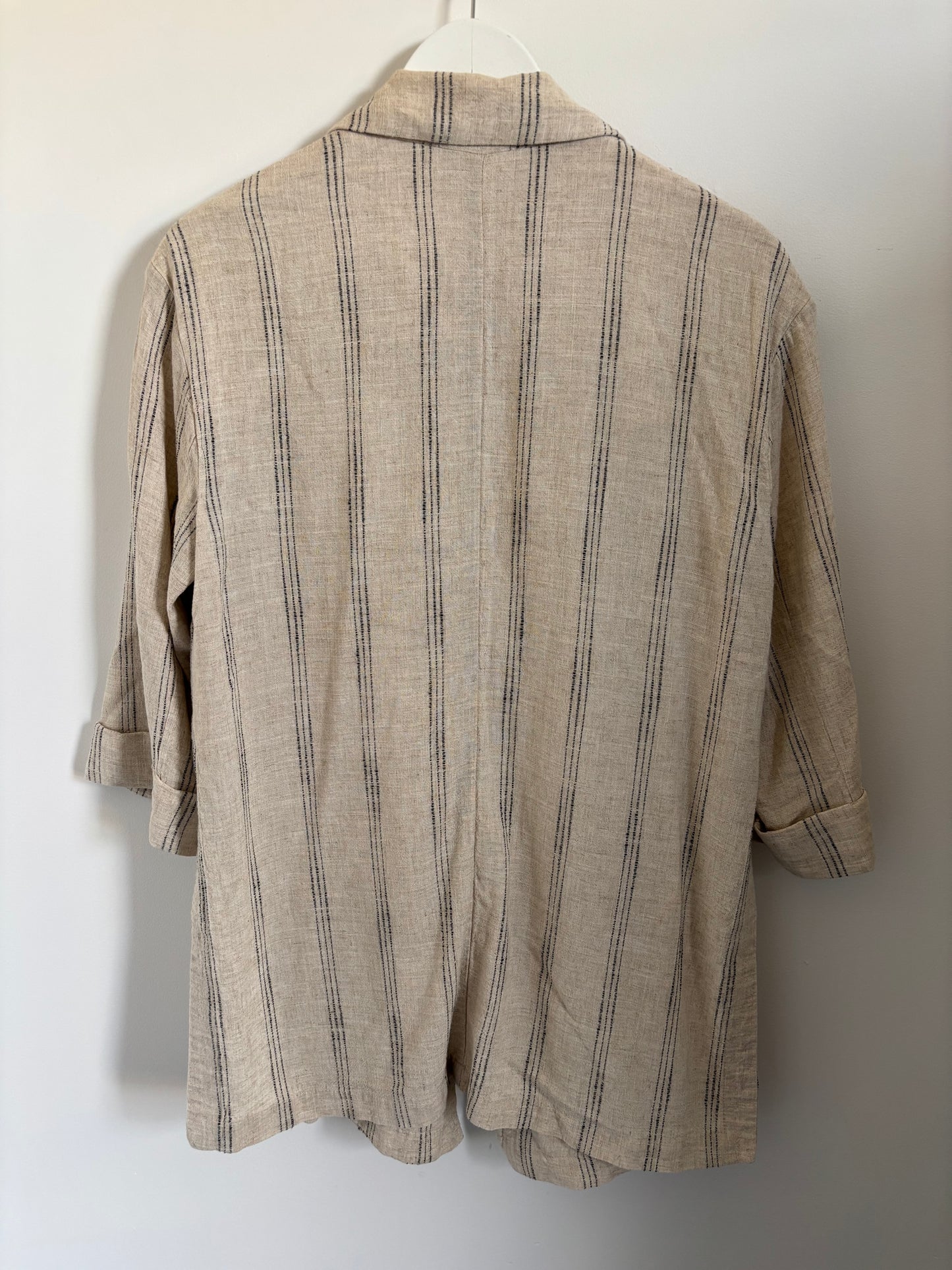 2 Piece Zara Ecru Linen Blend Oversized Set | Small (O21L4)